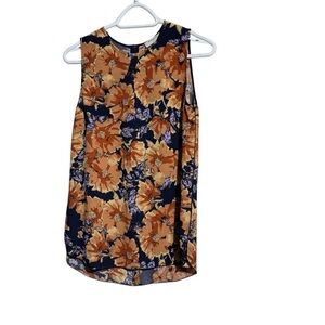 Babaton Floral Print Sleeveless Blouse Size Small Orange Purple